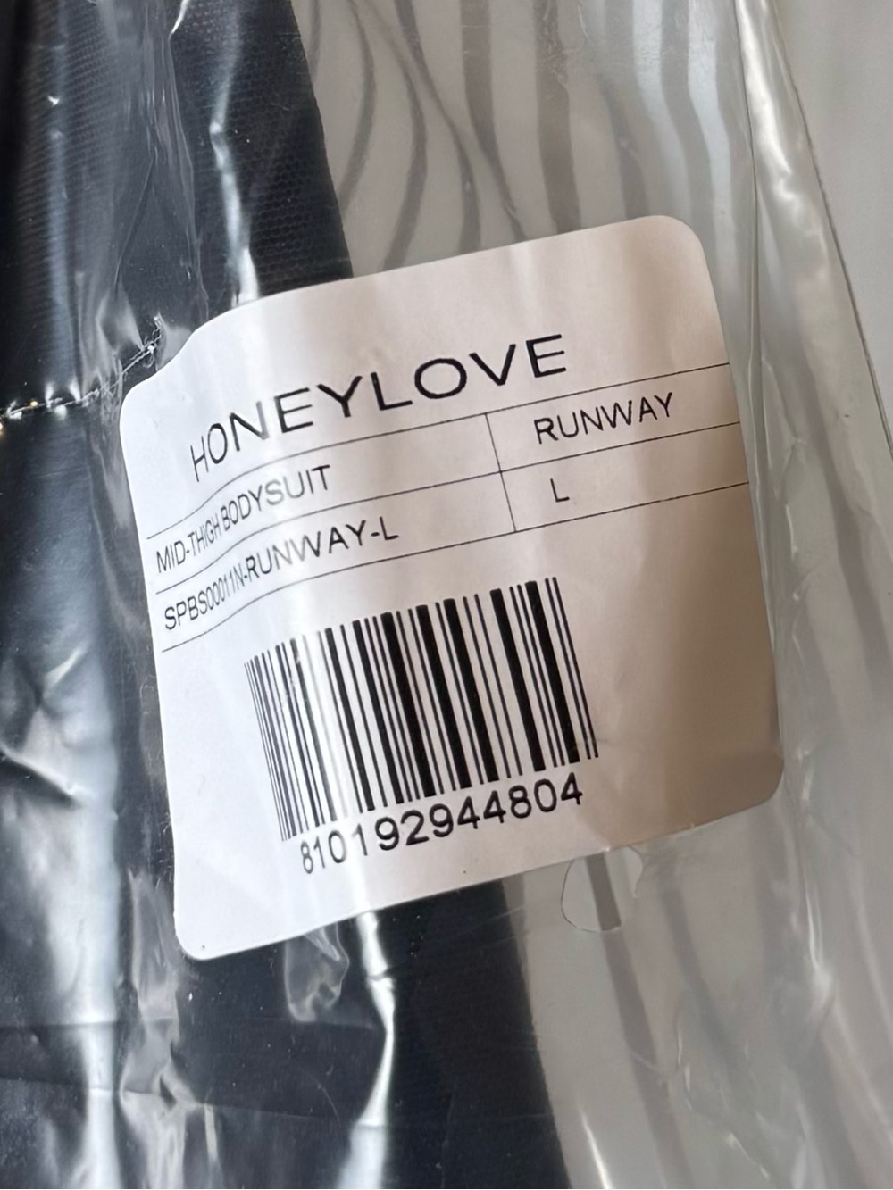 Honeylove NEW IN BAG Mid-Thigh Bodysuit Shapewear One Piece Runway Black Mesh L - Picture 5 of 6